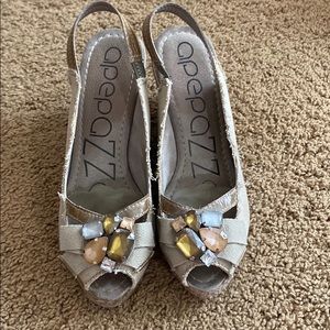 Apepazza jeweled espadrilles w/ open toe/heel, 9